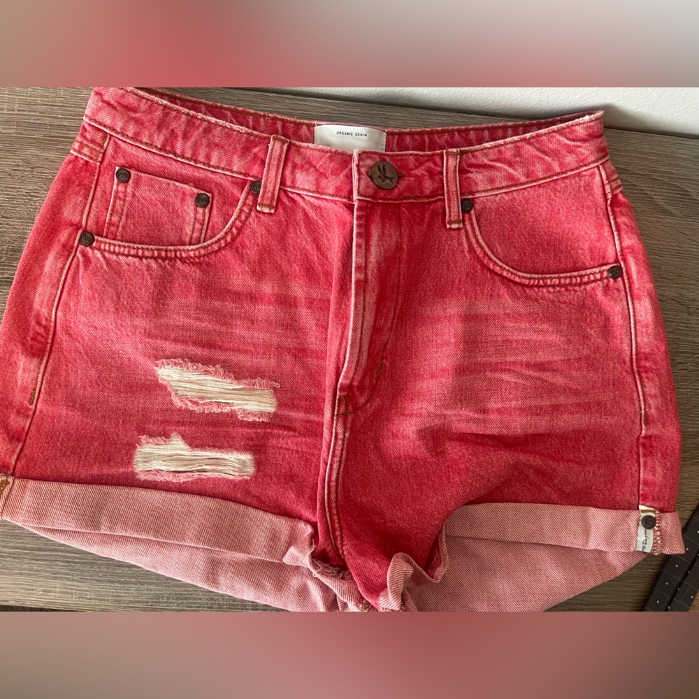 One Teaspoon Red Denim Shorts
